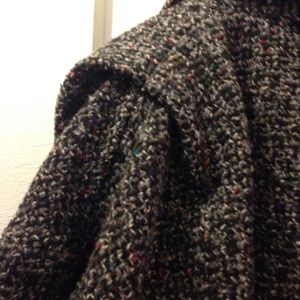 Vintage 80’s  tweed jacket genuine Leather ML